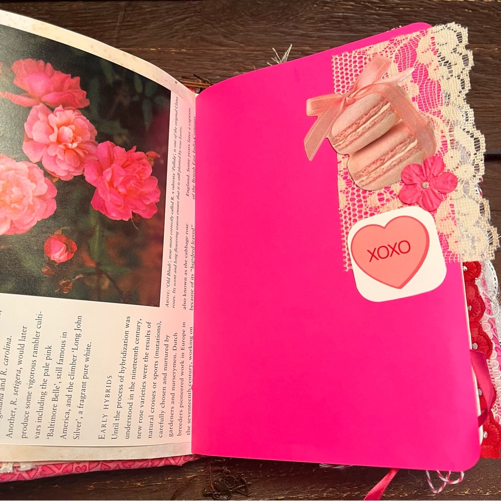 Valentine’s Junk Journal Pink Feminine Boho Grungy Lace Heart To My Valentine - Picture 12 of 16